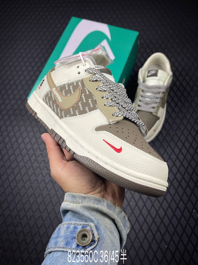 C Nike SB Dunk Low X The North Face White/Brown with Small Swoosh and Reflective