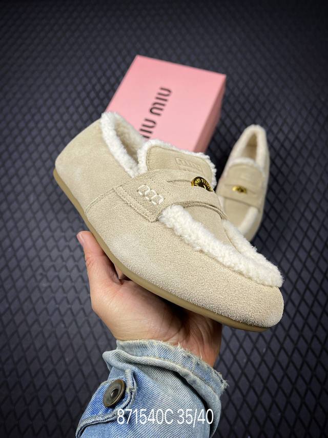 C Miumiu Fall/Winter 2025 Driving Coin Loafers - 100% Pure Wool Loafers, Runway