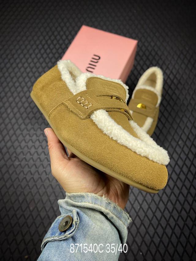 C Miumiu Fall/Winter 2025 Driving Coin Loafers - 100% Pure Wool Loafers, Runway