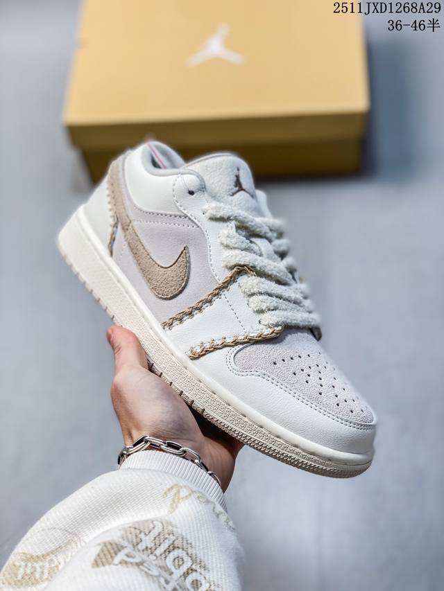 Air Jordan 1 Low AJ1 Off-White/Brown Low-Top Casual Sneakers Hv4268-120 #The gen