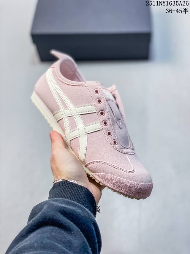 Onitsuka Tiger Mexico 66 Slip-On Faux Leather Round Toe Lace-up Non-slip Wear-re