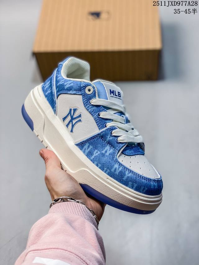 Company Grade Mlb Chunky Liner Denim Trendy Versatile Thick-Soled Height-Increa