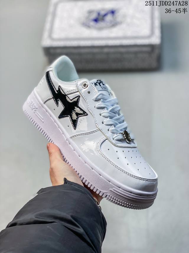 Bape Sta To Low Classic Patent Leather Low-Top Sports Casual Sneakers. Developed