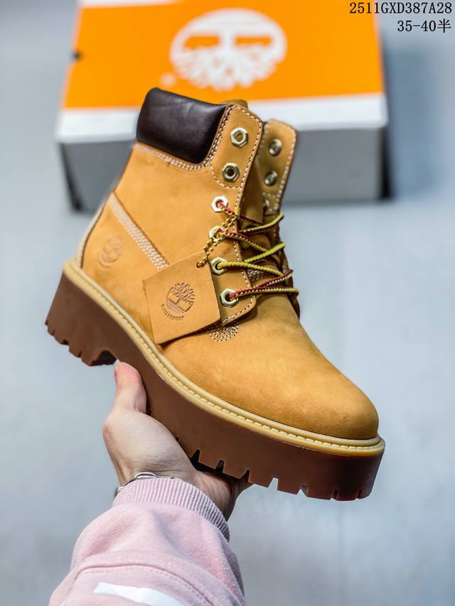 Timberland Classic Yellow High-Top Thick-Soled Women's Shoes, Model 10361 Dongg