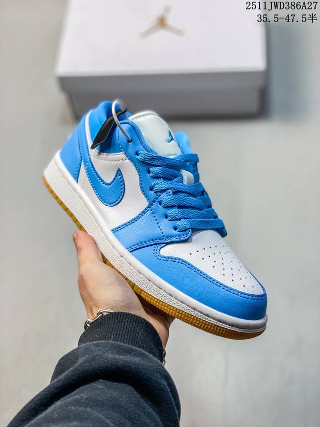 Air Jordan 1 Low Blue & White Original Last & Cardboard, Newly Developed, Pure O