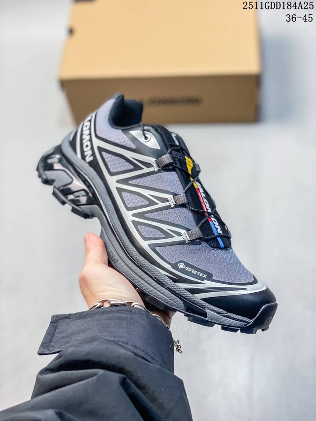 Salomon Xa pro XT-6 outdoor trail running shoes. The upper features Sensifit tec