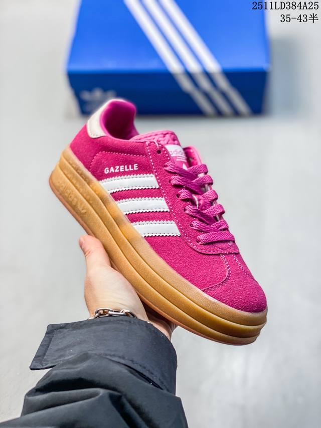 Authentic Adidas 2025 New Year Shoes, Trefoil Gazelle Bold Retro Style Thick-Sol