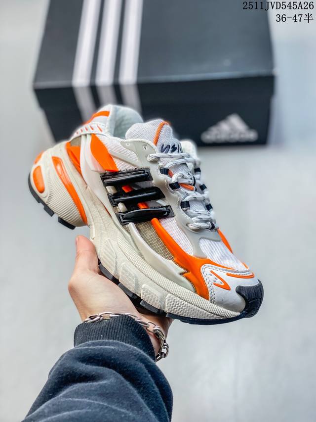 36-47 Half Size Adidas Retro White Orange Black Dad Shoes Thick Sole Height Incr