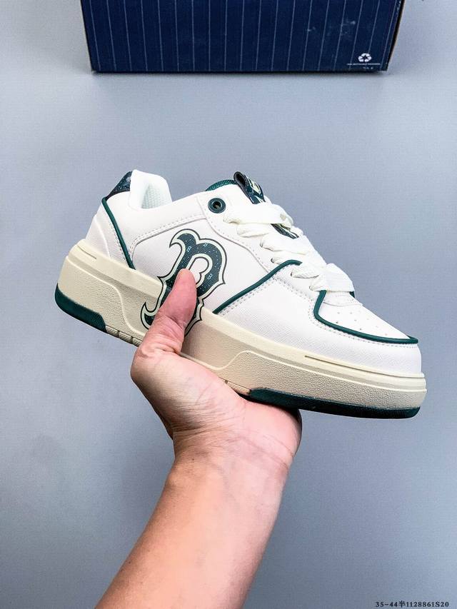 Company Grade! Mlb Chunky Liner Casual Running Shoes, Ny Printed Leather Sneake