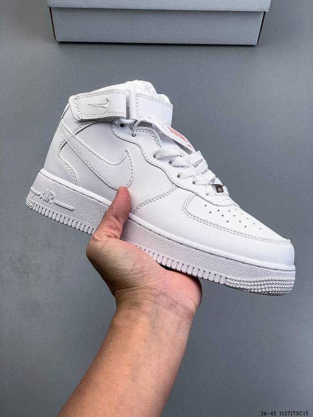 Authentic label on second-layer! Nike Air Force 1 Mid, classic and versatile cas