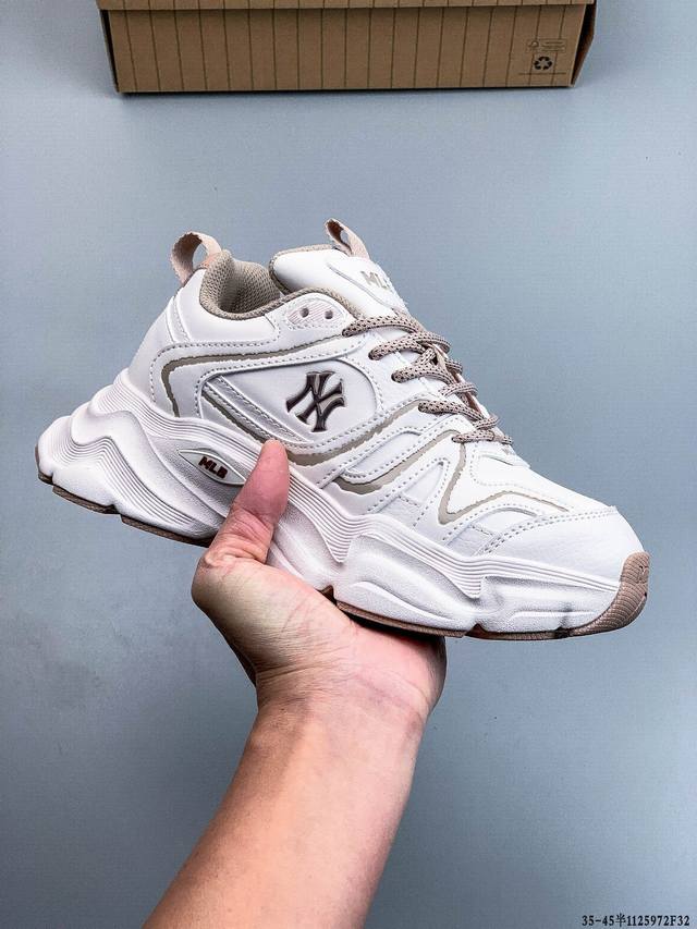 Company Grade! Mlb Chunky Liner Casual Running Shoes, Ny Print, Breathable, Ligh