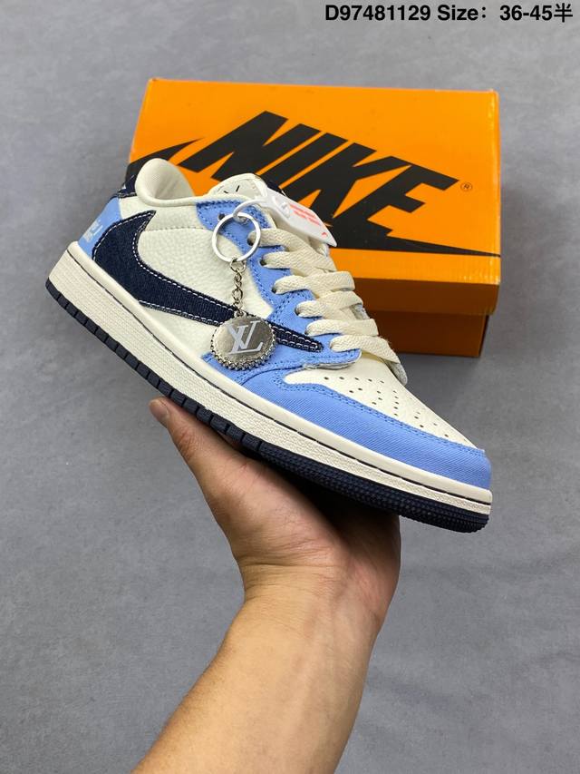 Fragment X Travis Scott X Stuart Air Jordan 1 Low Three-Way Collaboration Revers