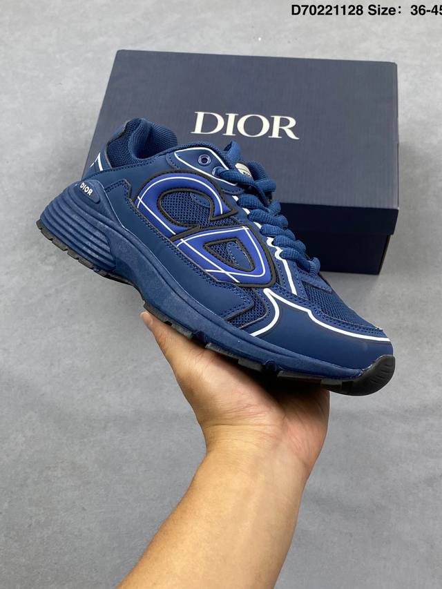 Dior B30 Mesh Fabric Platform Lace-up Casual Low-Top Sneakers, Unisex Dad Shoes.