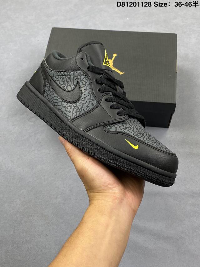 First Layer with Half Size Air Jordan 1 Low Elephant Se Low-top Danger Warning S