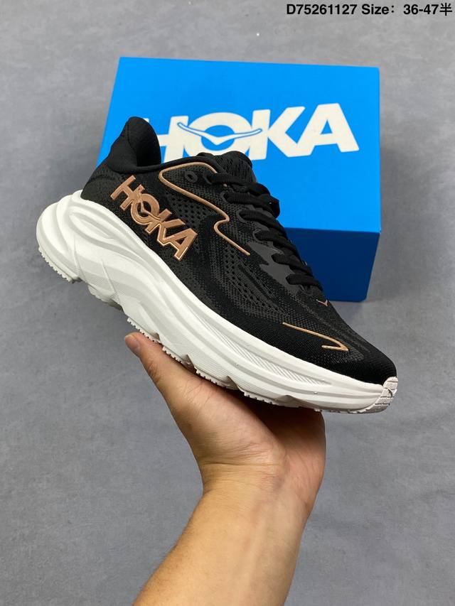 Hoka One One Clifton 10 Low-Top Black Gold Anti-Slip and Durable Low-Top Running