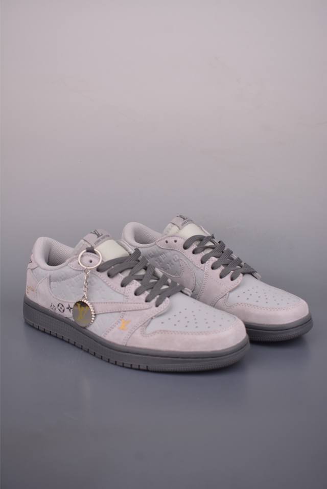 Fragment X Travis Scott X Lv Air Jordan 1 Low Three-Way Collaboration Reverse Sw