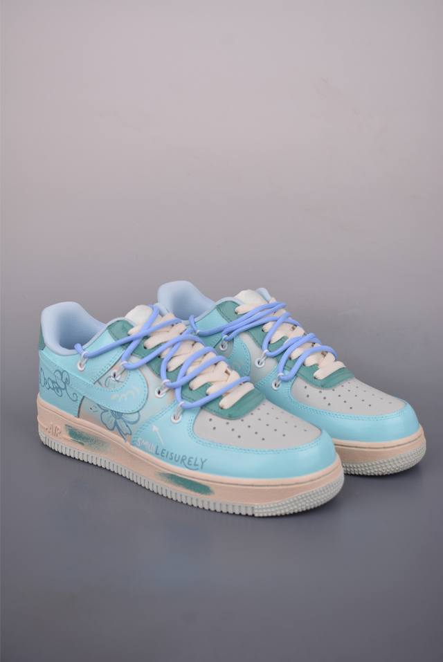 Nike Air Force 1 Low, Blue Sky Flower Island Deconstructed Strappy Design, Origi