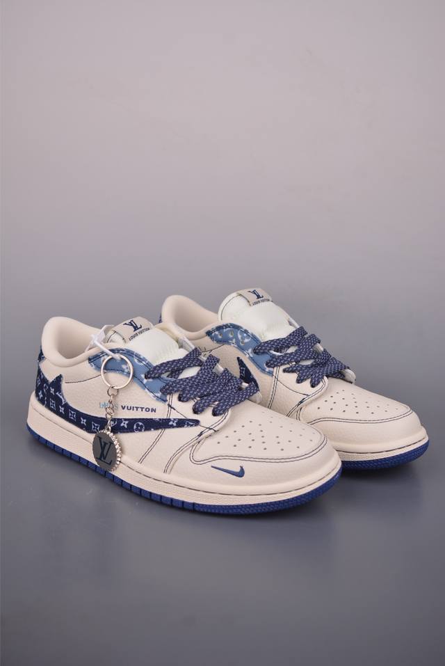 Fragment X Travis Scott X Lv Air Jordan 1 Low Deconstructed Lacing Tri-Party Col