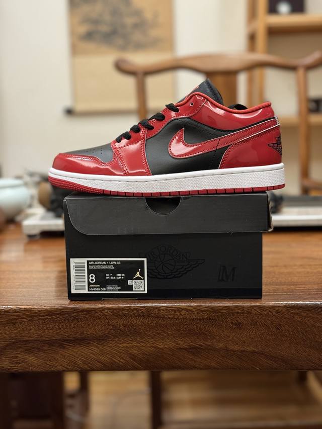 Top-tier original factory grade Air Jordan 1 Low, black/red, Hv4089-006, men's s
