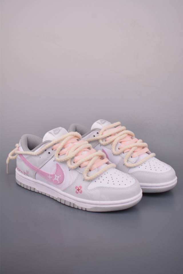 Nike SB Dunk Low Floral Pink Deconstructed Lace-up Shoes Pure Original Factory P