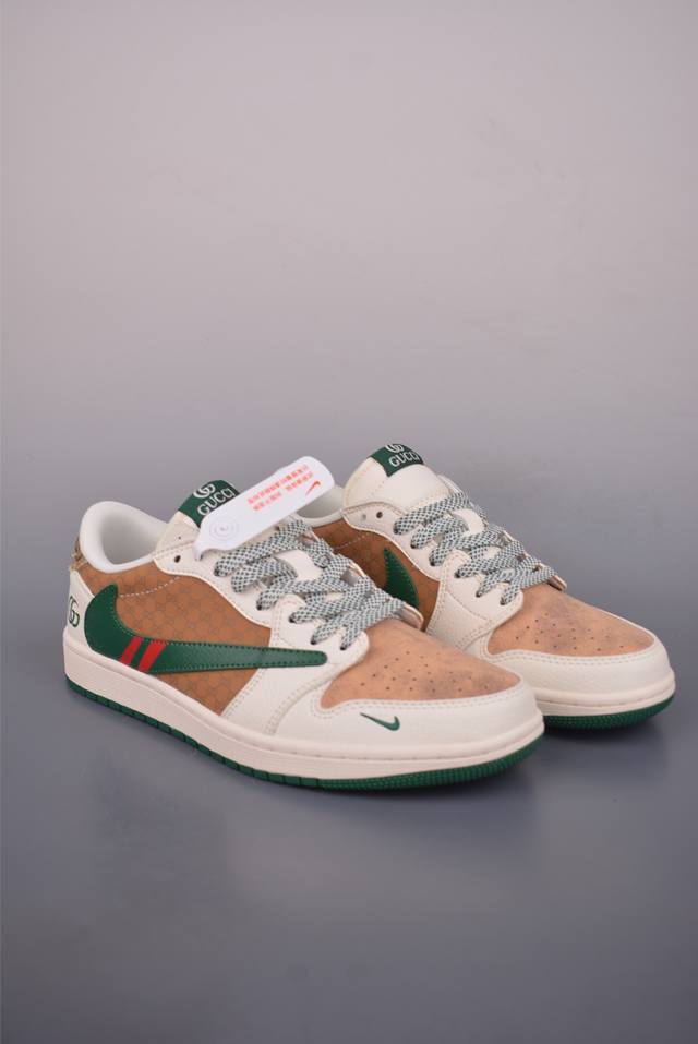 Fragment X Travis Scott X Gucci Air Jordan 1 Low Deconstructed Lacing Tripartite