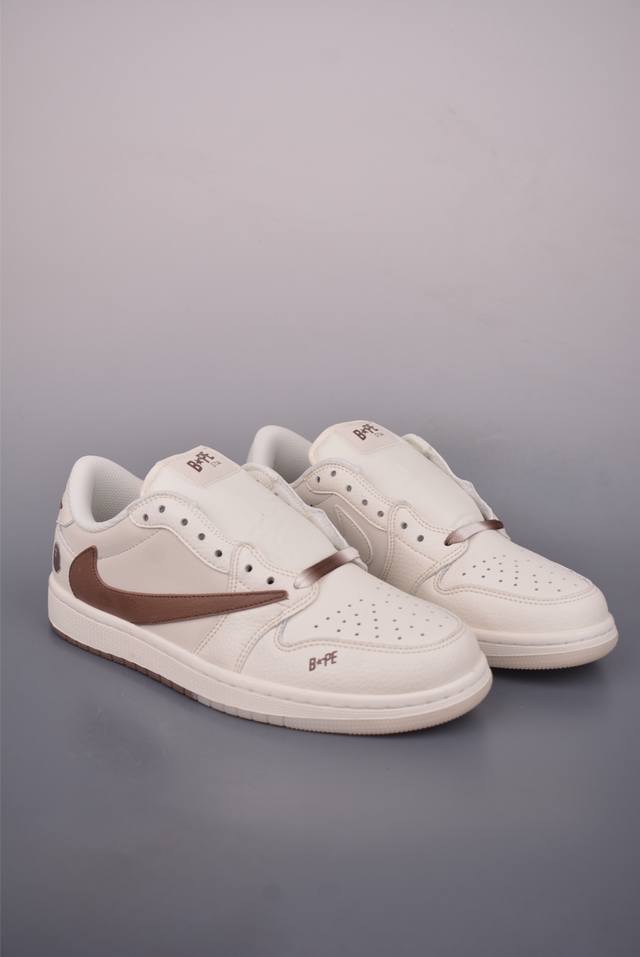 Fragment X Travis Scott X Ape Head Air Jordan 1 Low Deconstructed Lacing Three-W