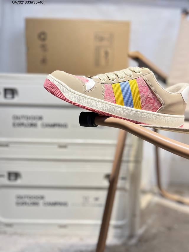 Gucci Distressed Screener Sneaker, classic Gucci distressed sneakers, retro vers