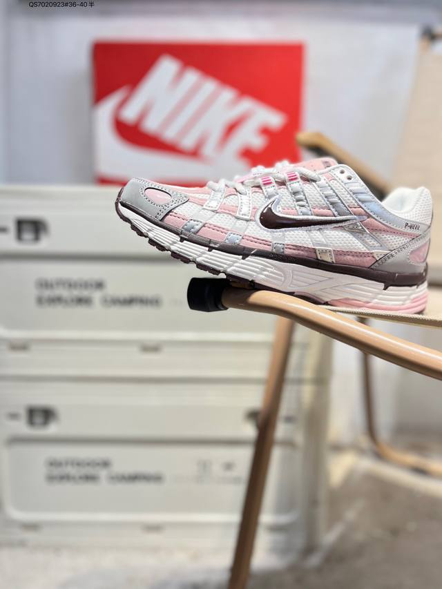 Nike P-6000 Laser Blue Retro Tech Personalized Sports Dad Shoes. The shoe featu