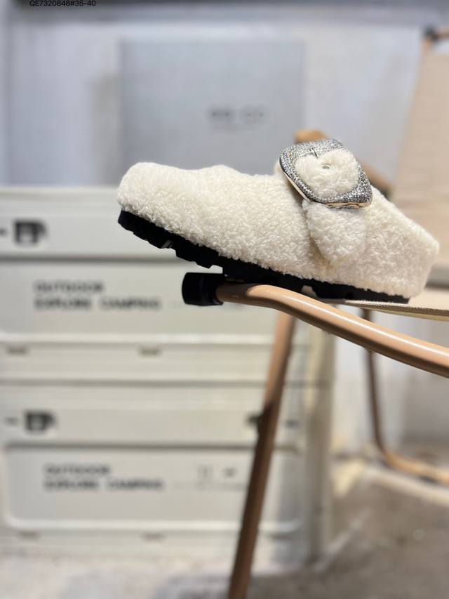 Zhou Ye's Style Gg-Cc Locke Sweet Village French Sweet Ballet Furry Closed-Toe