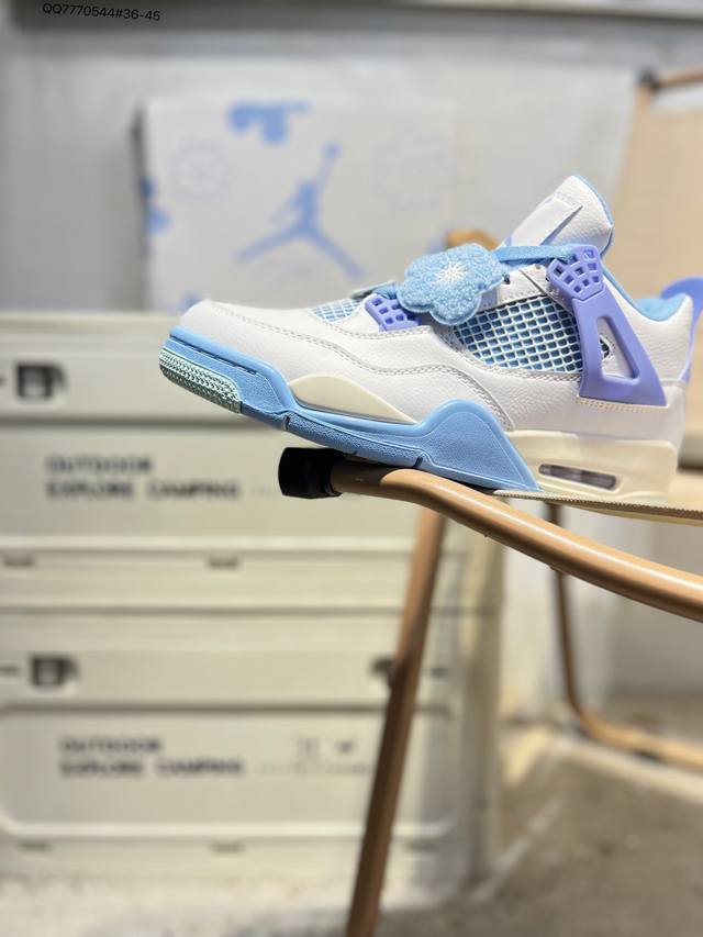 Air Jordan 4 Retro Black Military Blue Michael Jordan AJ4 Mid-Top Retro Casual S