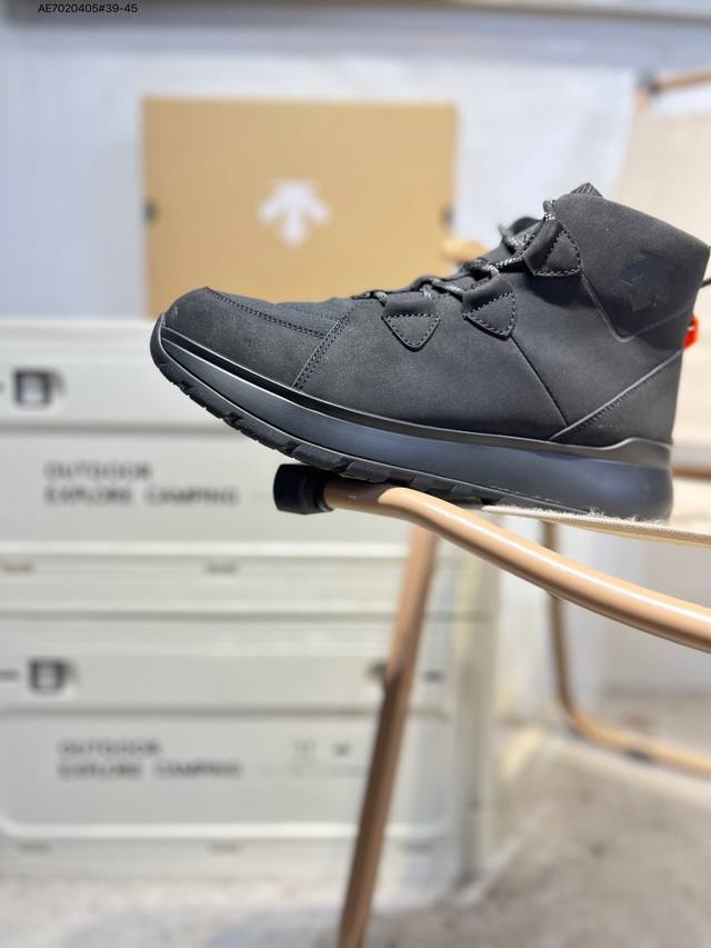 Descente Lightweight Cushioning Leather Shoes Waterproof Men's Mid-Cut Trail Run