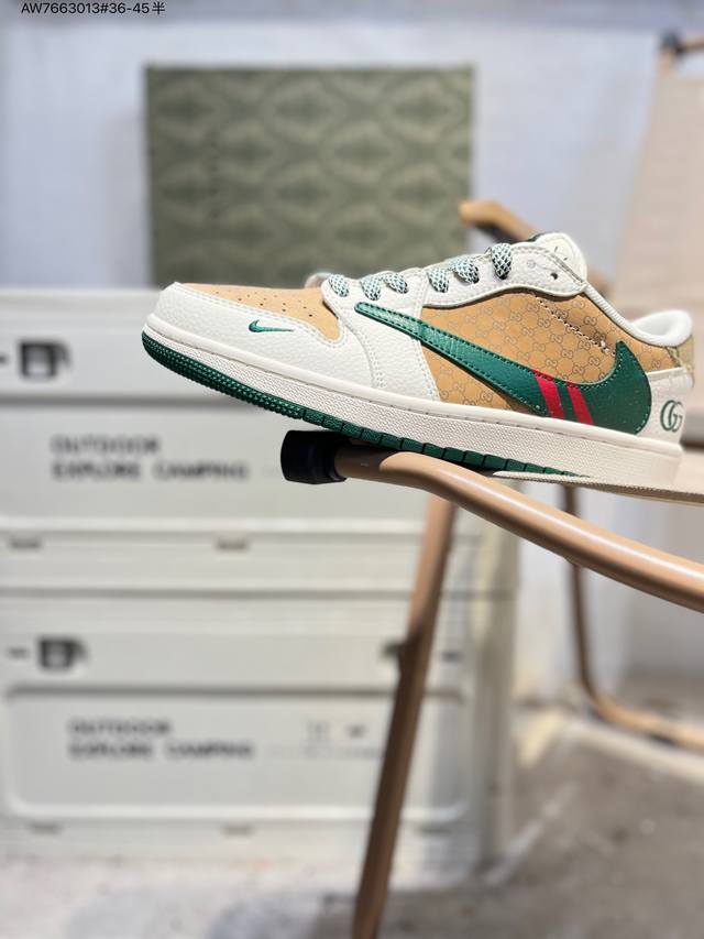 Factory Grade Top Layer Leather Gucci X Jordan Air Jordan 1 Low AJ1 Basketball