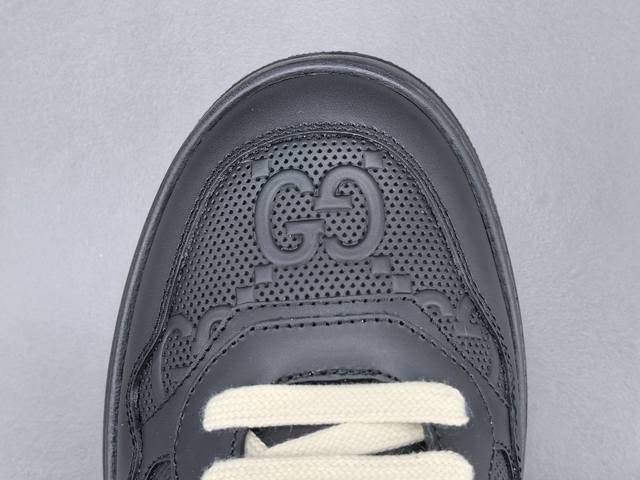 Channel Advantages! Gucci Chunky Leather Round Toe Lace-up Low-top Sneakers (Off