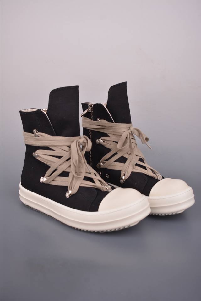 Ro Rick Owens High-Top Lace-up Fabric Shoes, Guangdong Original Version. Made wi