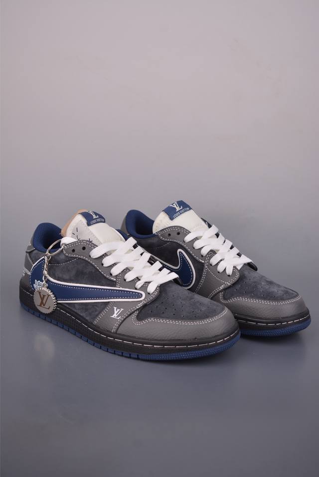 Fragment X Travis Scott X Lv Air Jordan 1 Low Tripartite Collaboration Reverse S