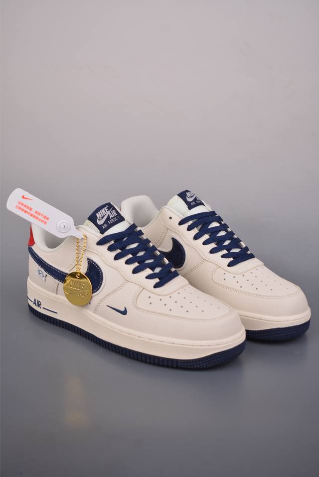 Air Force 1 Low (Beige, Blue, Red) Made with original last and cardboard, authe