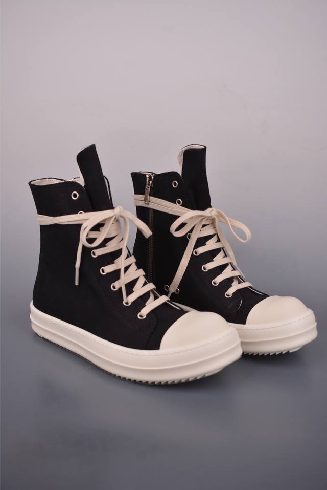Ro Rick Owens High-Top Canvas Shoes with Thin Laces - Guangdong Original Version