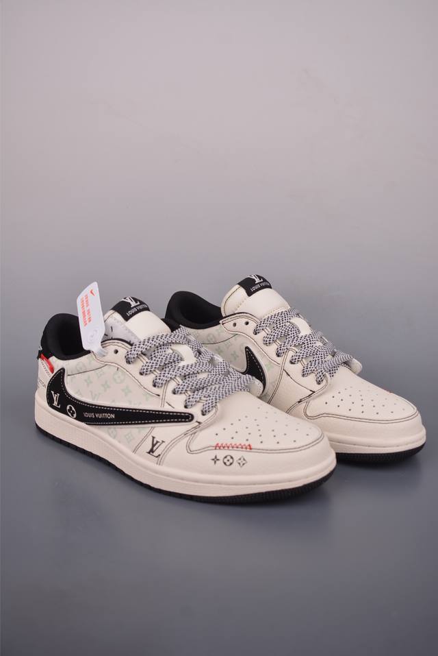 Fragment X Travis Scott X Lv Air Jordan 1 Low Tripartite Collaboration Reverse S