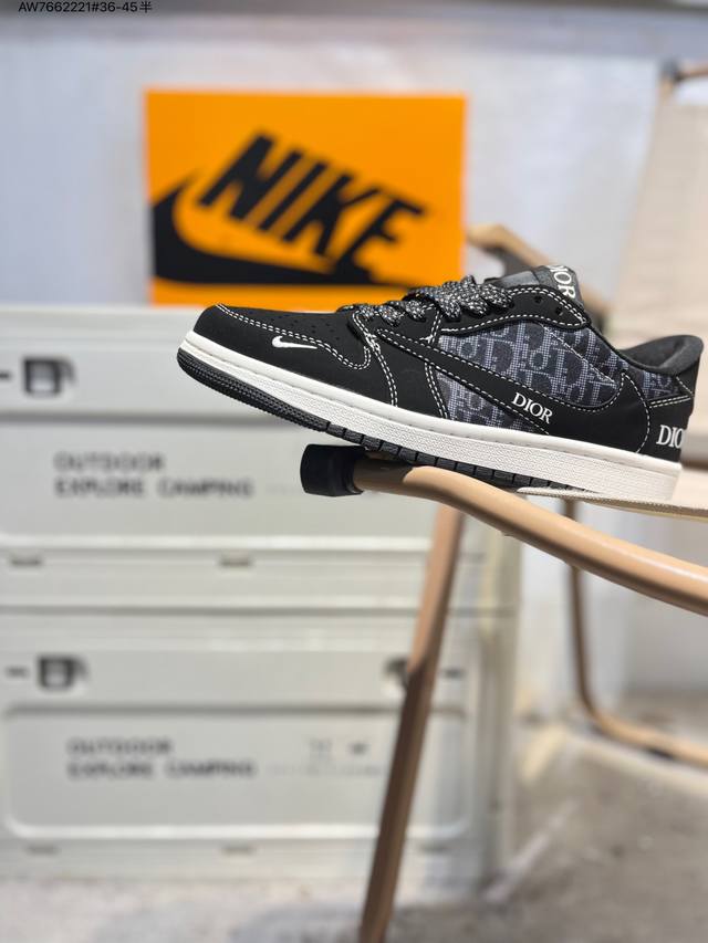 Dior X Jordan Air Jordan 1 Low AJ1 Basketball Shoes Official Synchronized Color