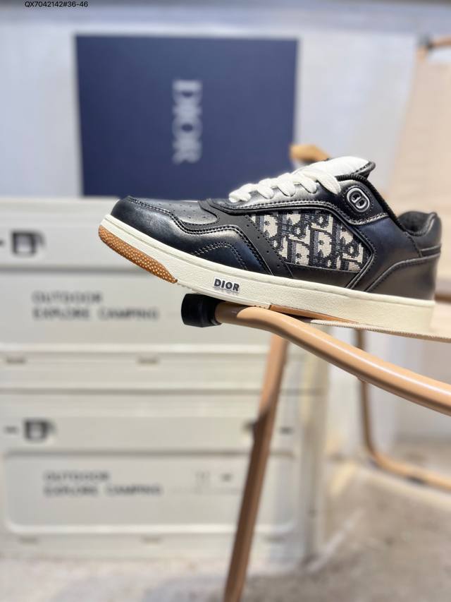 Dior B27 Leather Fabric Logo Sneakers, Durable, Breathable, Stylish Casual Sneak