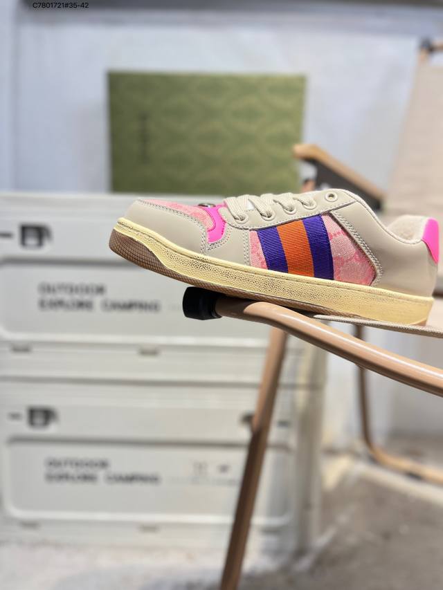 Gucci Distressed Screener Sneaker, classic Gucci distressed sneakers, retro vers