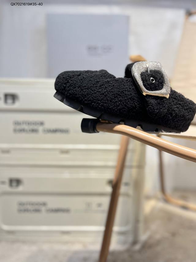 Zhou Ye's Style Gg-Cc Locke Sweet Village French Sweet Ballet Furry Closed-Toe