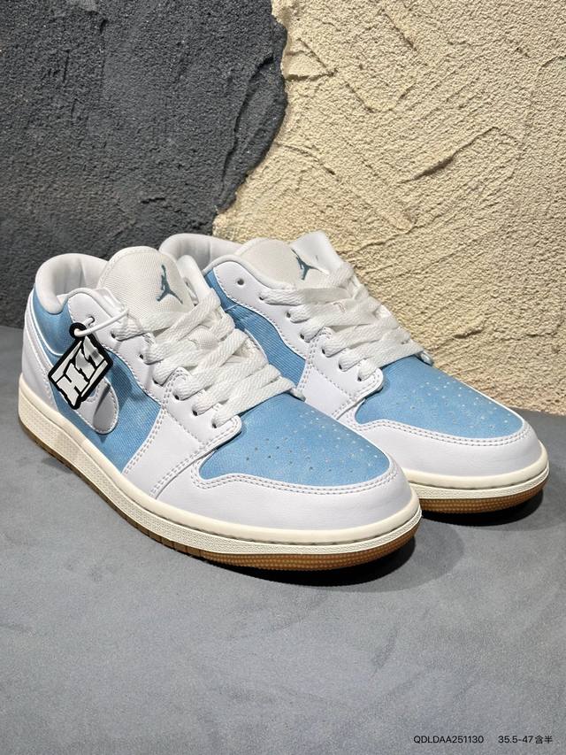 New Arrival Real Shot Air Jordan 1 Low Blue Lemon AJ1 Jordan 1 Low-top Blue and