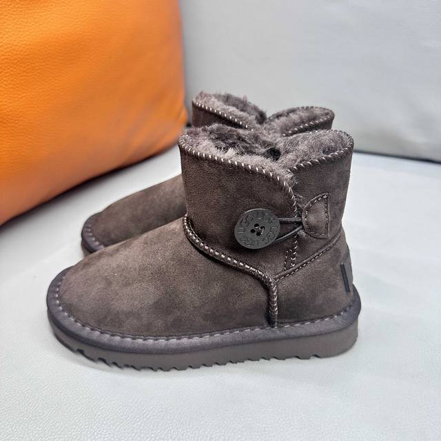 Correct Version Ugg Peach Wood Buckle Children's Parent-Child Snow Boots Size: