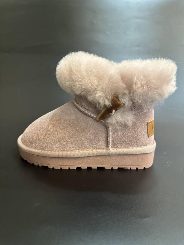 New Ugg Horn Buckle Wool-lined High-top Snow Boots for Children Sizes 26-35 Clas