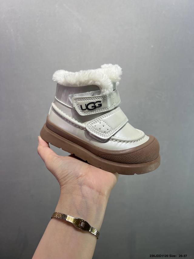 New Ugg Velcro Fur-lined Children's Mid-top Snow Boots Size: 26-37 Classic Ugg
