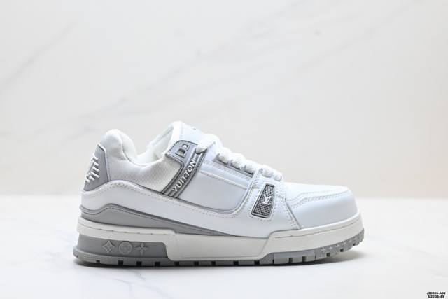 Authentic Louis Vuitton Trainer Maxi Round Toe Lace-up Low-top Platform Sneakers