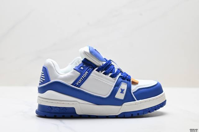 Authentic Louis Vuitton Trainer Maxi Round Toe Lace-up Low-top Platform Sneakers