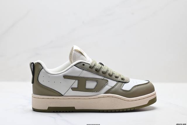 Factory Grade Diesel S-Ukiyo Leather Lace-up Round Toe Low-top Sneakers (Item N