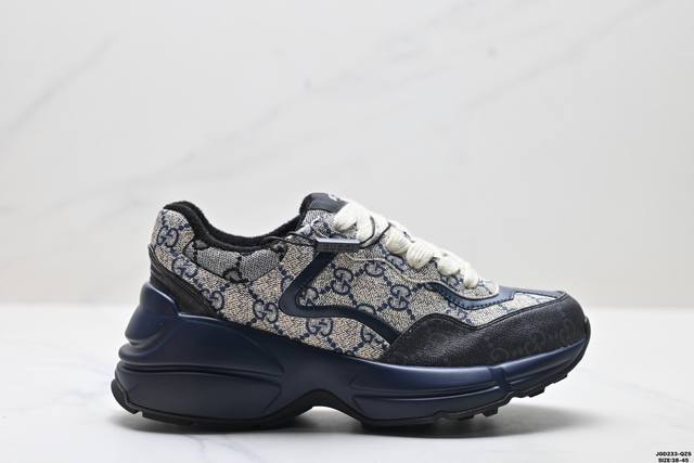 Authentic Gucci Rhyton Classic Low-Top Dad Shoes for Men, Beige Blue. Canvas mat